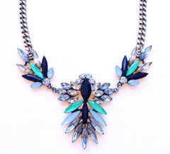 Jeweled Spike Necklace-Montana Green & Navy