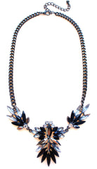 Jeweled Spike Necklace- Black & Crystal