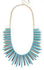 Turquoise & Gold Spike Statement Necklace