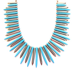 Turquoise & Gold Spike Statement Necklace
