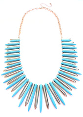 Turquoise & Gold Spike Statement Necklace