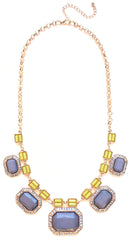 Rectangular Jeweled Nautical Necklace- Gray & Yellow