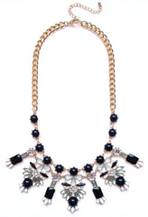 Crystal Icicle Statement Necklace- Black & White