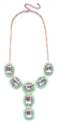Crystal Beaded Drop Jewels Statement Necklace