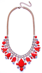 Crystal Oval Teardrop Statement Necklace