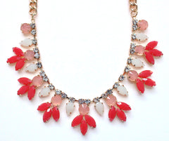 Crystal Rose Bud Necklace- Pink