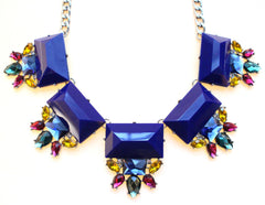 Colorful Jeweled Gemstone Statement Necklace- Royal