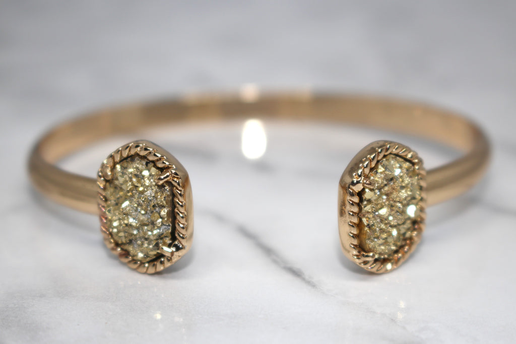 Druzy Stone Cuff Bracelet- Gold