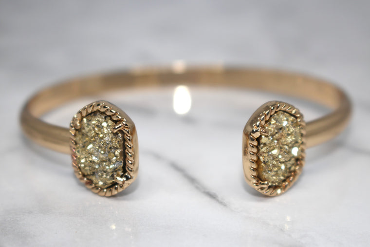 Druzy Stone Cuff Bracelet- Gold