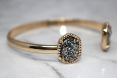 Druzy Stone Cuff Bracelet- Gunmetal Stone