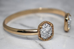 Druzy Stone Cuff Bracelet- Silver Stone