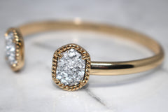 Druzy Stone Cuff Bracelet- Silver Stone