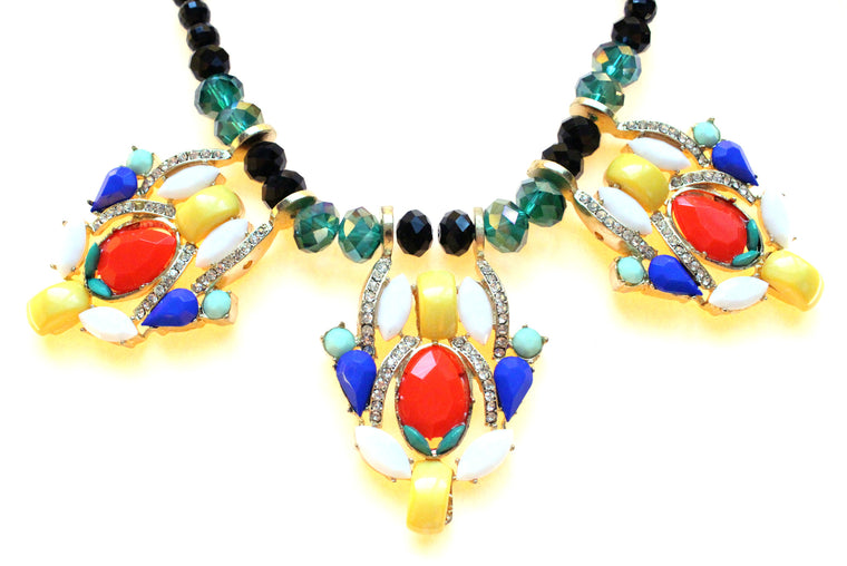 Fiesta Crystal Beaded Statement Necklace