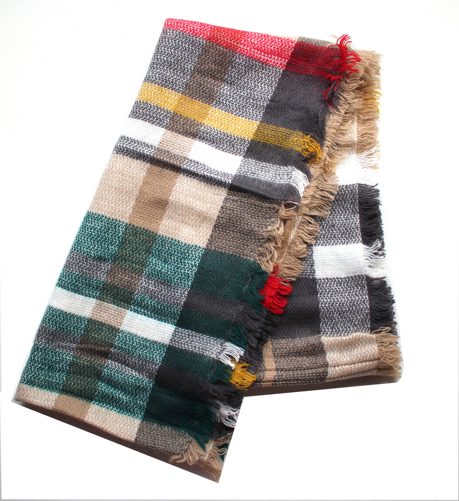 Mad For Plaid Infinity Scarf- Taupe Multi