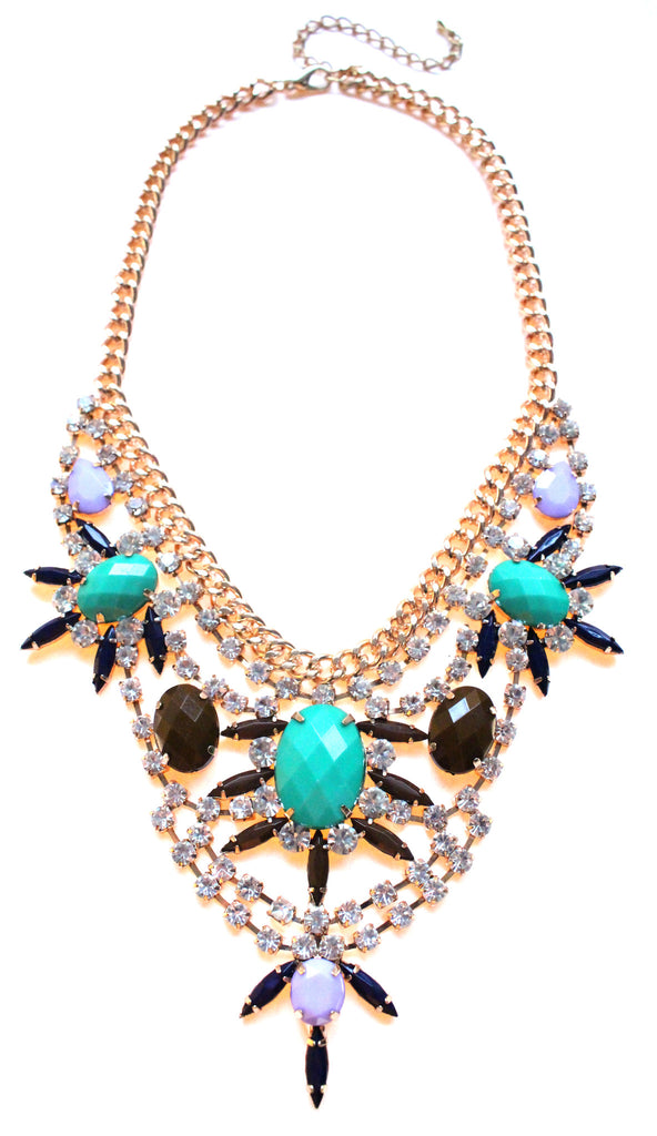 Cascading Crystal Bib Statement Necklace
