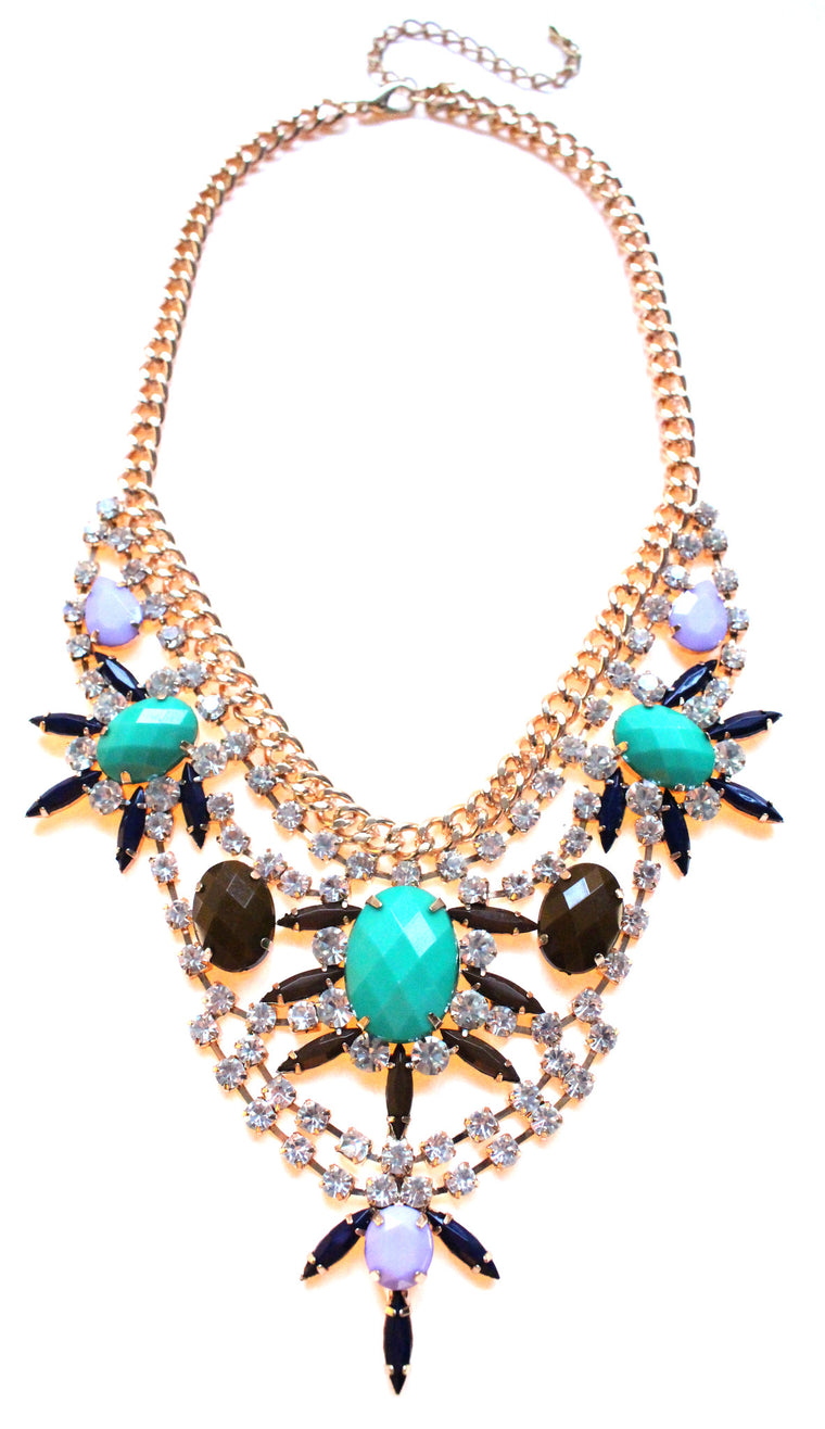 Cascading Crystal Bib Statement Necklace