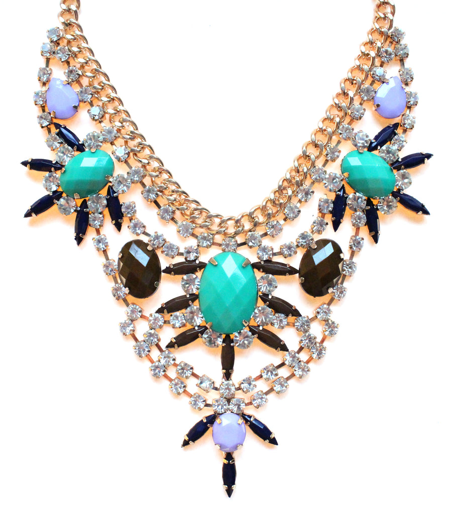 Cascading Crystal Bib Statement Necklace