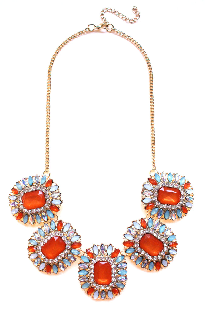 Crystal Orange Statement Necklace