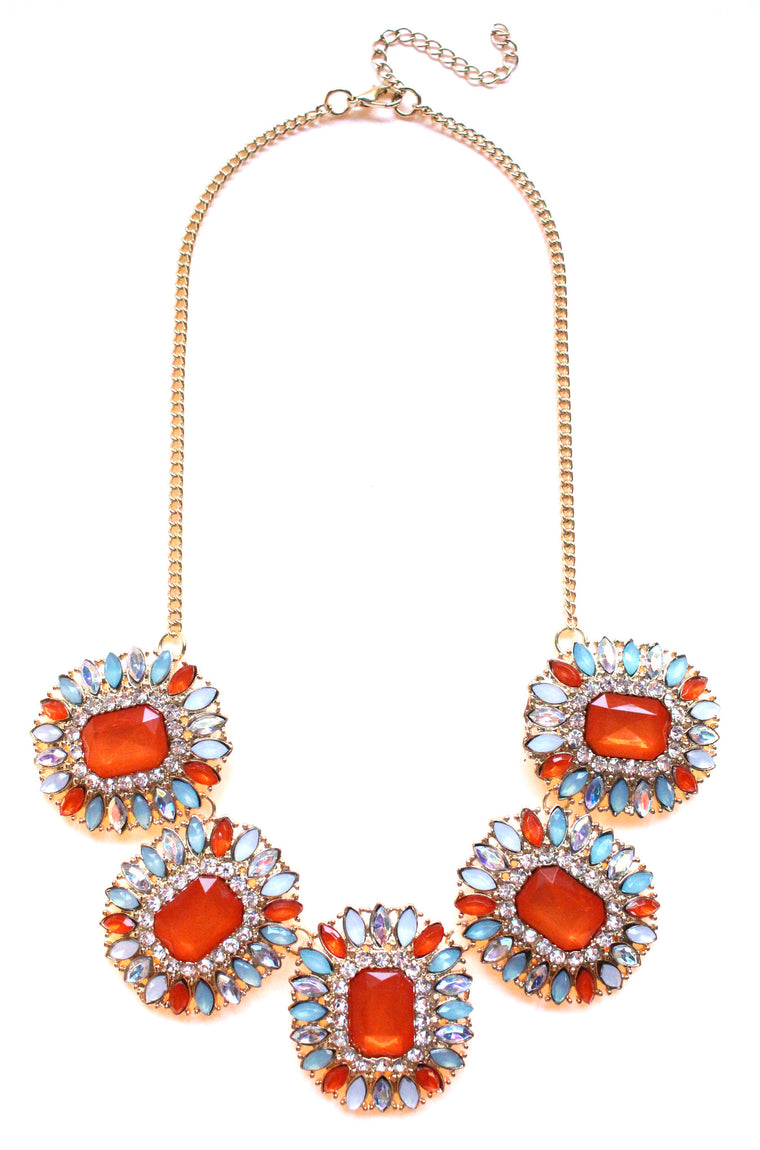 Crystal Orange Statement Necklace