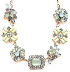 Crystal Cluster Jewels Statement Necklace- Yellow