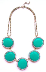 Bold Oval Gem Statement Necklace- Green