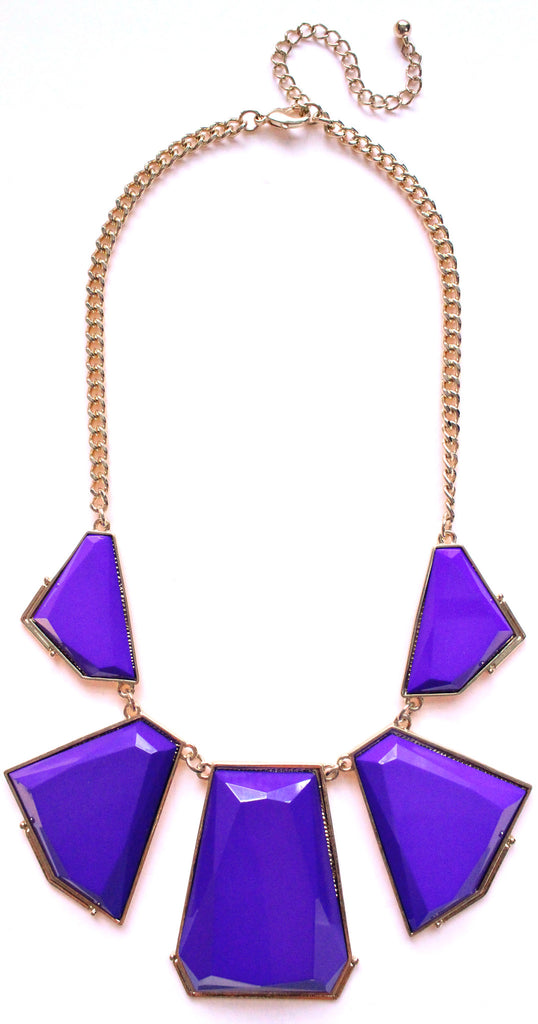 Deco Bib Statement Necklace- Purple