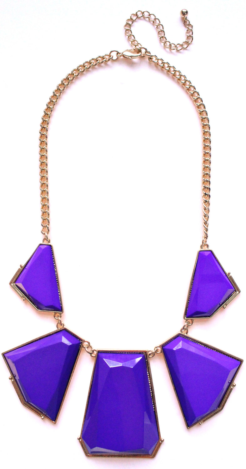 Deco Bib Statement Necklace- Purple