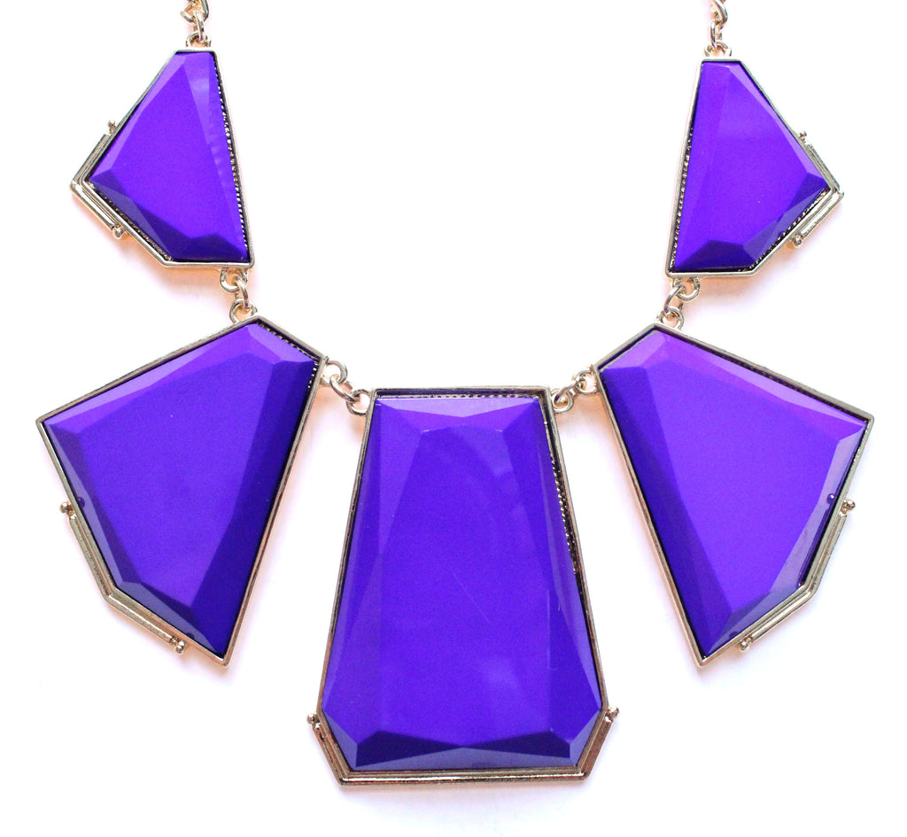 Deco Bib Statement Necklace- Purple