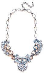 Luxe Crystal Icing Statement Necklace- Silver