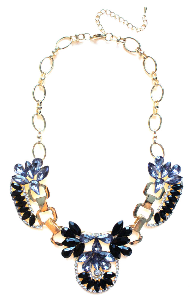 Crystal Icing Statement Necklace- Black