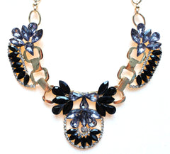 Crystal Icing Statement Necklace- Black