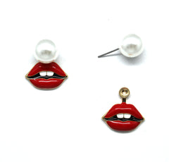 Pucker Lips Ear Jacket Earrings