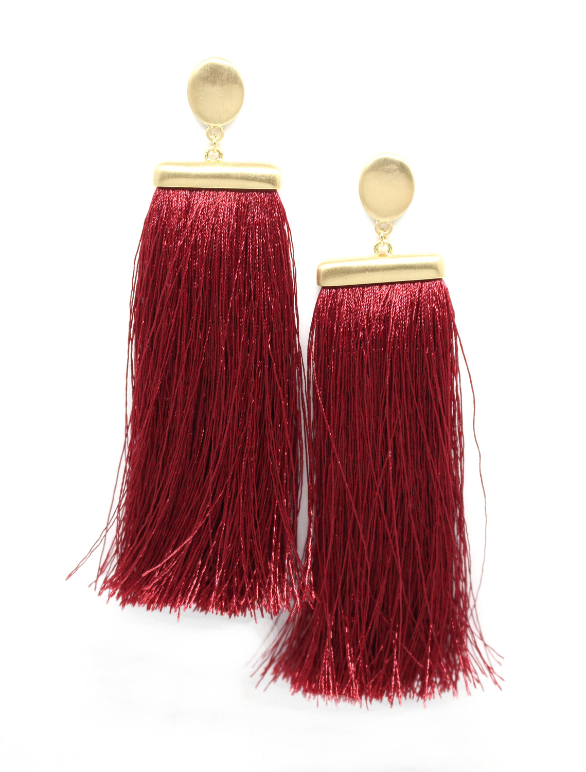 Deja Tassel Earrings- Red Wine Burgundy