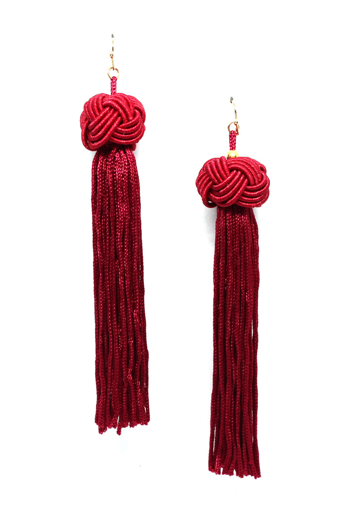 Margaret Tassel Earrings- Red Wine