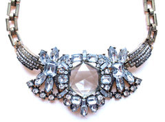 Luxe Crystal Compilation Statement Necklace- Crystal Clear