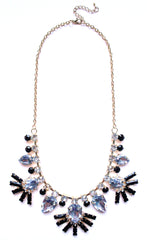 Crystal Fan Statement Necklace- Black
