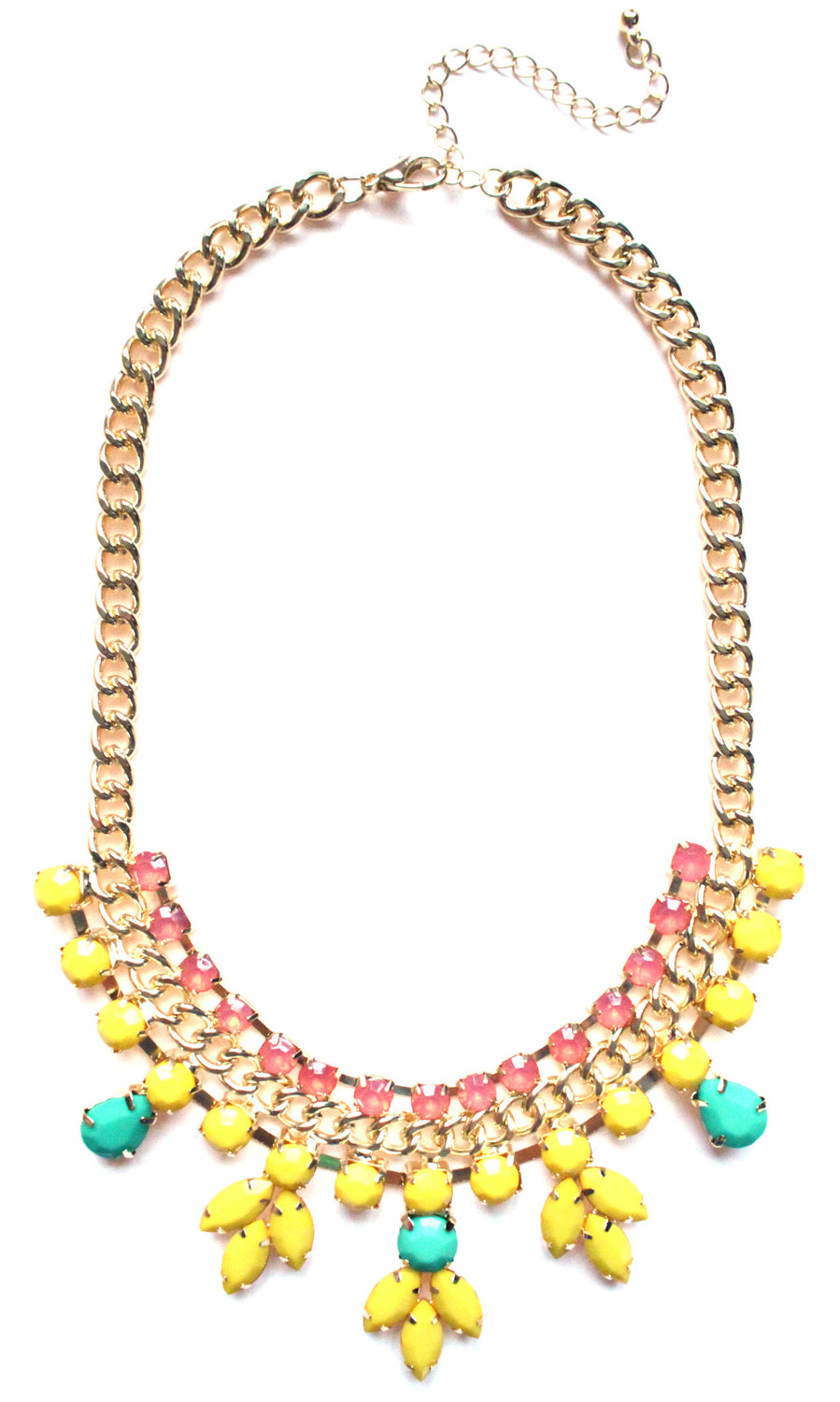 Colorful Jeweled Rose Bud Statement Necklace