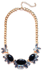 Crystal Cluster Statement Necklace- Black