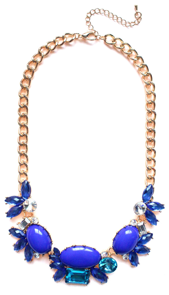 Crystal Cluster Statement Necklace- Royal