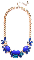 Crystal Cluster Statement Necklace- Royal