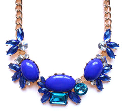 Crystal Cluster Statement Necklace- Royal