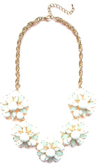 Floral Jeweled Gemstone Necklace- Ivory