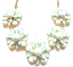Floral Jeweled Gemstone Necklace- Ivory