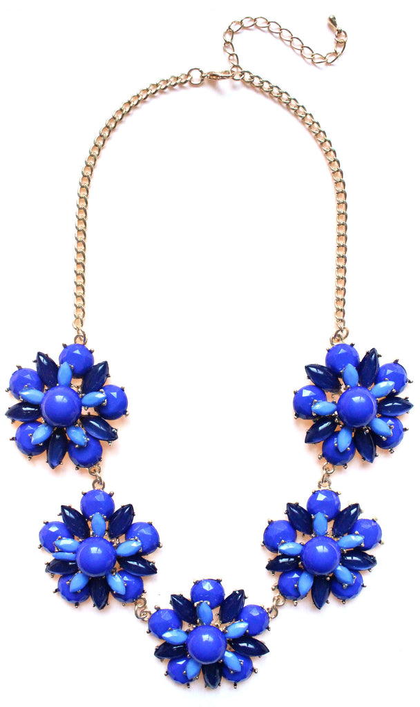 Floral Jeweled Gemstone Necklace- Royal