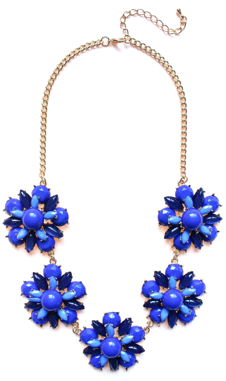 Floral Jeweled Gemstone Necklace- Royal