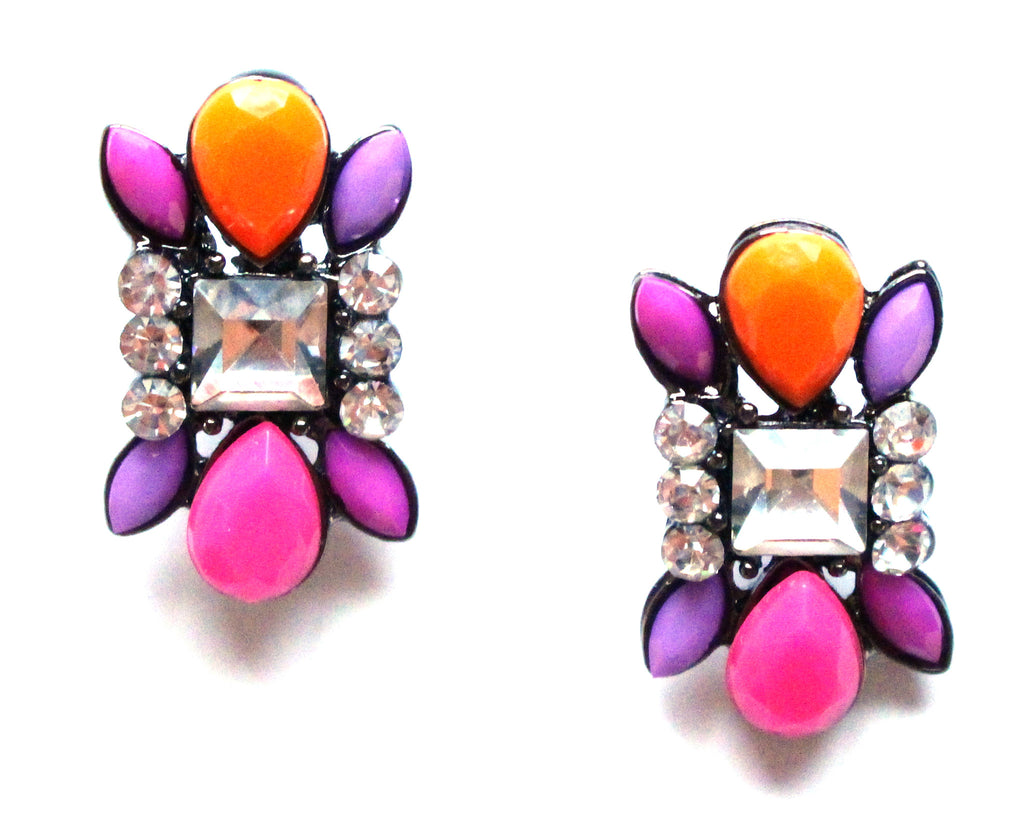 Neon Stud Earrings- Pink