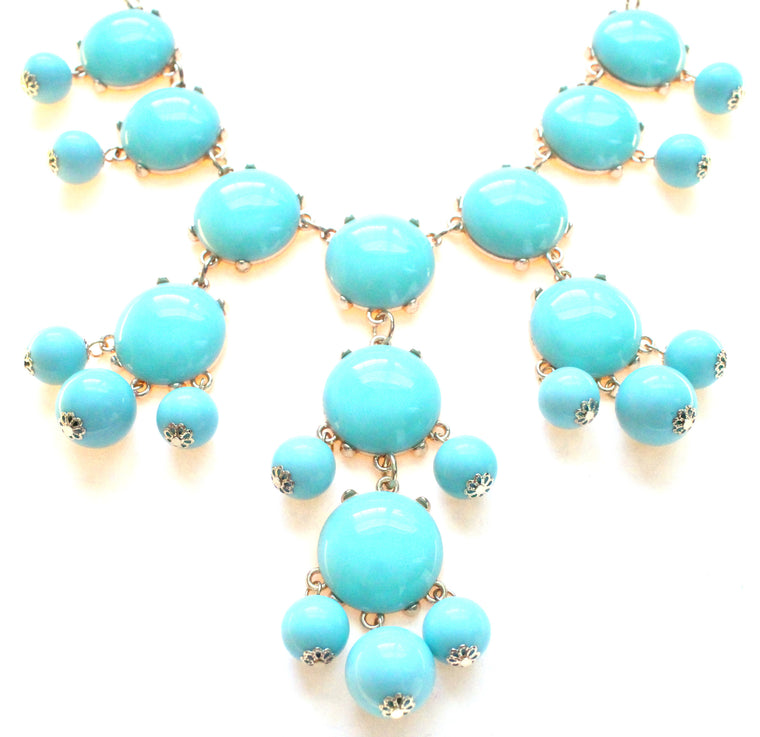 Bubble Statement Necklace- Light Blue