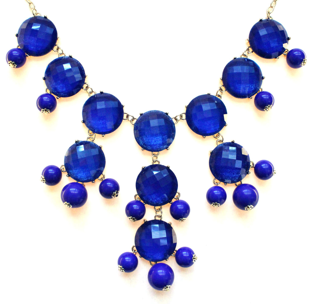 Bubble JEWELED Statement Necklace- Royal Blue