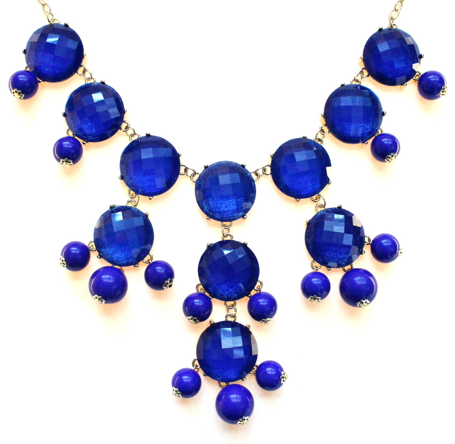 Bubble JEWELED Statement Necklace- Royal Blue