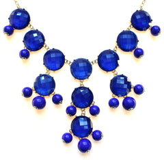 Bubble JEWELED Statement Necklace- Royal Blue